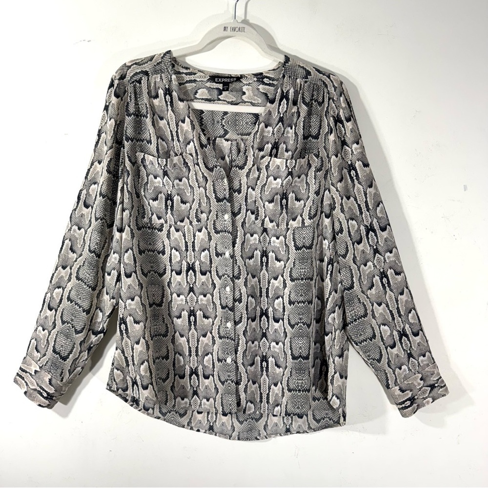 Express Snake Print V-Neck Blouse